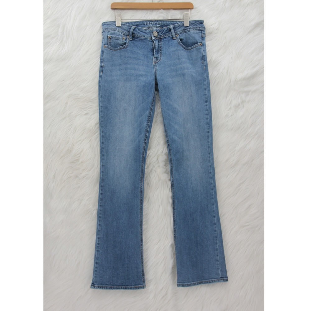 AEROPOSTALE Baby Bootcut Jeans Women's Size 8R Light Wash Blue Low Rise Y2K